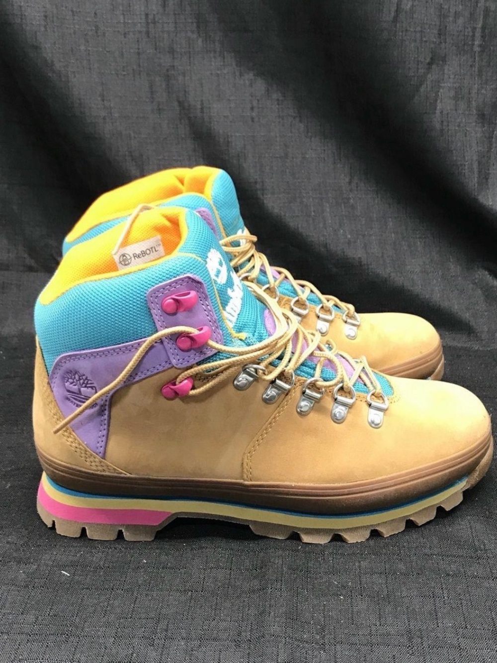 Timberland Wheat Nubuck Women's Lace-Up Boots with Teal, Purple & Pink Accents
